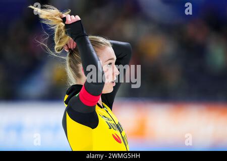 Heerenveen, Paesi Bassi. 25 febbraio 2024. HEERENVEEN, PAESI BASSI - FEBBRAIO 25: Merel Conijn durante il Daikin NK Alround a Thialf il 25 febbraio 2024 a Heerenveen, Paesi Bassi. (Foto di Douwe Bijlsma/Orange Pictures) credito: Orange Pics BV/Alamy Live News Foto Stock