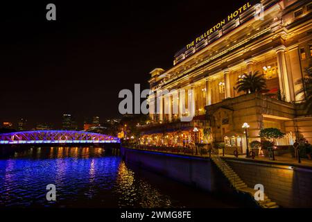 Viste notturne della città di Singapore Foto Stock