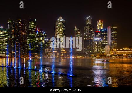 Viste notturne della città di Singapore Foto Stock