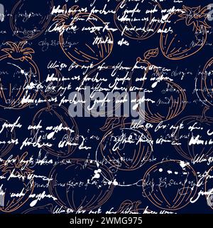 Ripetizione senza cuciture. Disegno a mano frutti di schizzo bianco e nero Illustrazione Vettoriale