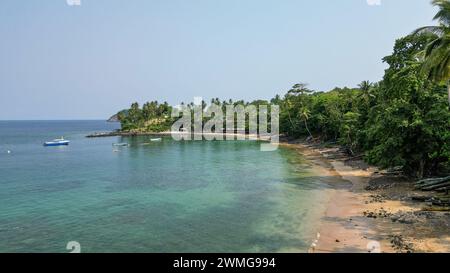 Vista aerea dal Club Santana Beach and Resort, a Sao Tome, Africa Foto Stock