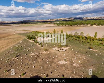 Necropoli di 'Las Ruedas', antica città di Vaccea di Pintia, Padilla de Duero, provincia di Valladolid, Spagna Foto Stock