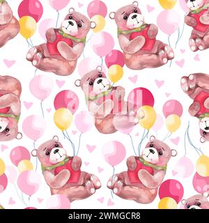 motivo senza cuciture con dolcetti e baloon, sfondo doccia per bambini Foto Stock