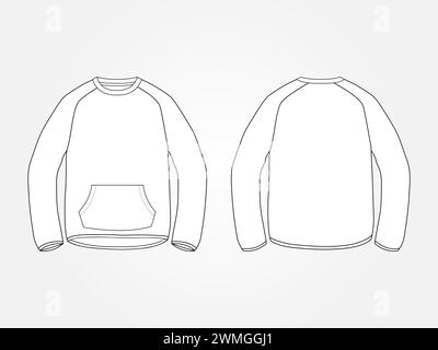 Design di illustrazione d'arte abbigliamento concept fashion wear modello isolato della tasca del maglione girocollo Illustrazione Vettoriale