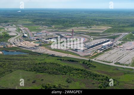 Austin, Texas, Stati Uniti - Vista aerea del circuito di Formula 1 delle Americhe nella contea di Travis, Texas. Foto Stock