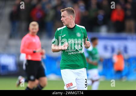 Copenaghen, Danimarca. 24 febbraio 2024. Mark Kongstedt (8) del Naestved BK visto durante il NordicBet Liga match tra B.93 e Nasestved BK a Vanlose Idrætspark a Copenaghen. (Credito fotografico: Gonzales Photo - Christian Midtgaard). Foto Stock