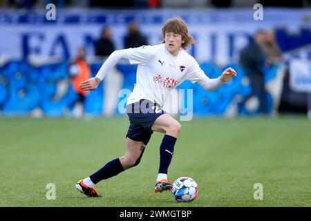 Copenaghen, Danimarca. 24 febbraio 2024. Nicolaj Thomsen (27) di B.93 visto durante il NordicBet Liga match tra B.93 e Nasestved BK a Vanlose Idrætspark a Copenaghen. (Credito fotografico: Gonzales Photo - Christian Midtgaard). Foto Stock