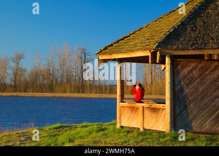 Eagle Marsh rifugio di osservazione, Ankeny National Wildlife Refuge, Oregon Foto Stock