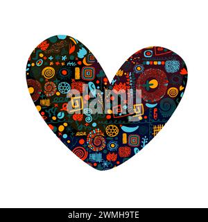 Cuore fatto di forme geometriche diverse. disegno a mano. Buon San Valentino. Non IA. Illustrazione vettoriale Illustrazione Vettoriale