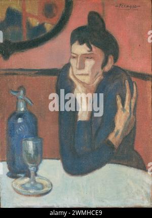 Pablo Picasso, 1902, il bevitore Absinthe (assoupie la buveuse), olio su pannello, 80 x 62 cm, Foto Stock