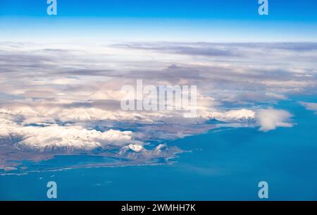 Vista aerea della costa sud-orientale dell'Islanda vicino a Höfn Foto Stock