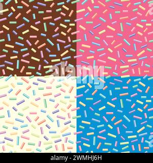 raccolta vettoriale di pattern di sprinkles ripetuti senza interruzioni Illustrazione Vettoriale