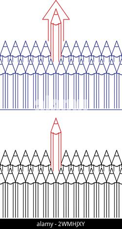 simbolo vettoriale delle matite, concetto di leadership Illustrazione Vettoriale