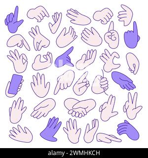 Pose e gesti della mano. Illustrazione Vettoriale