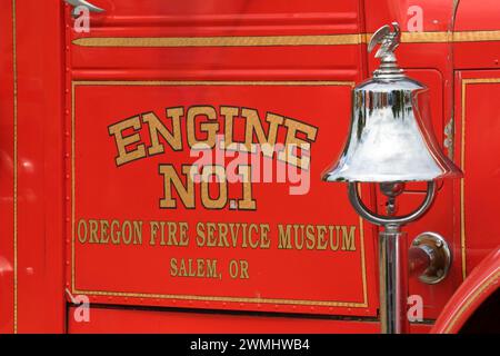 1950 Kenworth - Howard Cooper pumper camion dei pompieri, grande Oregon Steam-Up, antichi Powerland, Brooks, Oregon Foto Stock