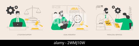 Illustrazioni vettoriali astratte di concetto di outsourcing legale. Illustrazione Vettoriale