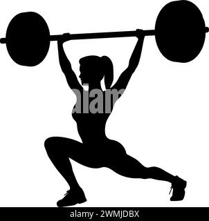 Sagoma di una donna che solleva una Barbell. illustrazione vettoriale Illustrazione Vettoriale