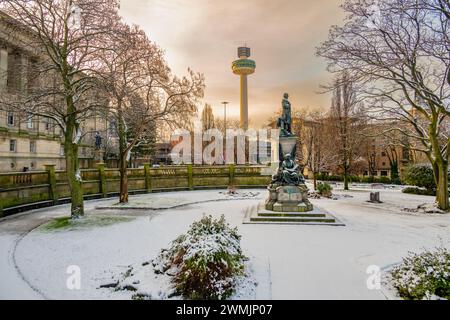 St JohnÕs Garden Liverpool nella neve Foto Stock