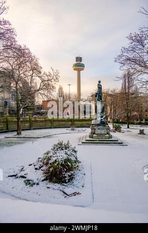 St JohnÕs Garden Liverpool nella neve Foto Stock