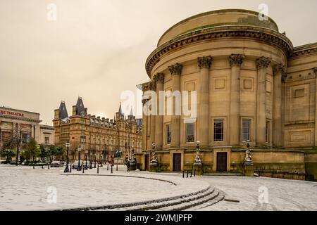 St Georges Hall Liverpool nella neve Foto Stock