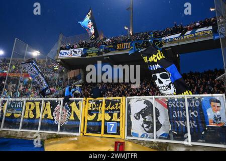 Tifosi del FC Internazionale durante la partita di serie A TIM tra US Lecce e FC Internazionale allo Stadio Ettore Giardiniero - via del Mare, Lecce Foto Stock