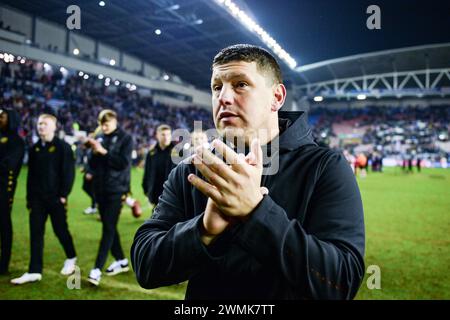 Wigan, Inghilterra - 24 febbraio 2024 - Matt Peet capo allenatore dei Wigan Warriors. Rugby League Betfred World Club Challenge, Wigan Warriors vs Penrith Panthers al DW Stadium, Wigan, UK Dean Williams Foto Stock