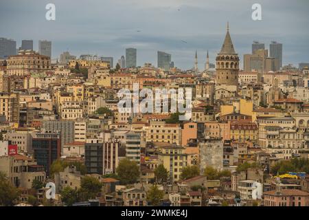 Paesaggio urbano di Istanbul visto dalla Moschea Suleymaniye; Istanbul, Turchia Foto Stock