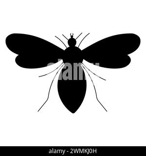 Icona WASP. Insetto a strisce colorate volante. Produzione di miele ecologico sano. Primavera, periodo estivo. Ali, gambe. Illustrazione vettoriale disegnata a mano. icona, e. Illustrazione Vettoriale