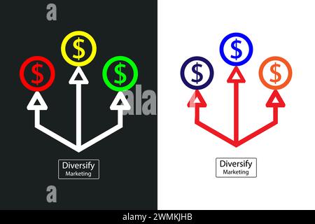 Diversificate il vettore delle icone della raccolta marketing per le app e l'interfaccia utente. Illustrazione Vettoriale