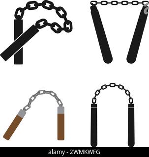 Icona nunchaku illustrazione vettoriale disegno del simbolo Illustrazione Vettoriale