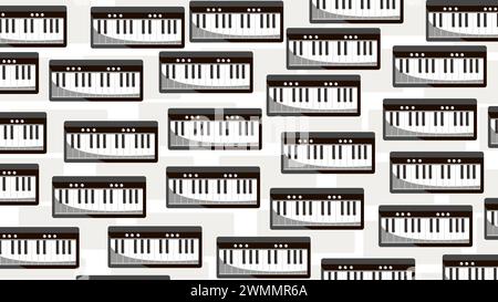 Icona illustrazione grafica logo strumenti musicali design concept simbolo del pianoforte Illustrazione Vettoriale