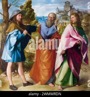 Altobello Melone, la strada per Emmaus, pittura ad olio su legno, 1516-1517 Foto Stock