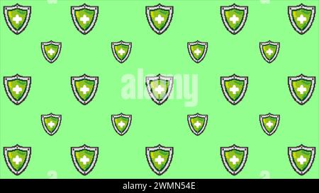 illustrazione grafica disegno disegno disegno immagine sfondo pixel carattere icona simbolo design concetto video gioco set di salute scudo Illustrazione Vettoriale