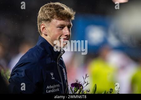 Aarhus, Danimarca. 25 febbraio 2024. Tobias Bach dell'AGF visto prima del 3F Superliga match tra Aarhus GF e FC Midtjylland al Ceres Park di Aarhus. (Credito fotografico: Gonzales Photo - Morten Kjaer). Foto Stock