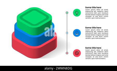 Modello infografico con icone e 3 opzioni o passaggi. Piramide. Può essere utilizzato per il layout del flusso di lavoro, il diagramma e la progettazione Web. Illustrazione vettoriale Illustrazione Vettoriale