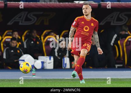 Roma, Lazio. 26 febbraio 2024. Angelino di AS Roma durante la partita di serie A tra Roma e Torino allo stadio Olimpico, Italia, 26 febbraio 2024. Credito AllShotLive: SIPA USA/Alamy Live News Foto Stock