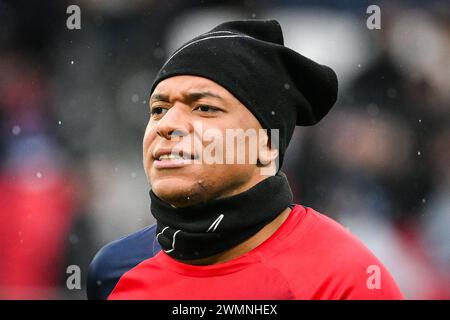 Parigi, Francia, Francia. 25 febbraio 2024. Kylian MBAPPE del PSG durante la partita di Ligue 1 tra il Paris Saint-Germain (PSG) e lo Stade Rennais (Rennes) al Parc des Princes Stadium il 25 febbraio 2024 a Parigi, Francia. (Credit Image: © Matthieu Mirville/ZUMA Press Wire) SOLO PER USO EDITORIALE! Non per USO commerciale! Foto Stock