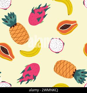 Frutta assortita senza cuciture Illustrazione Vettoriale