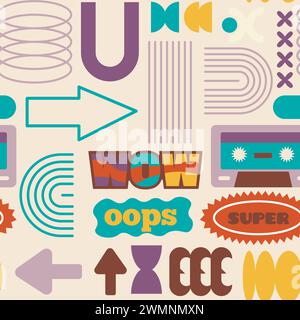 Motivo continuo delle bolle di riconoscimento retro Illustrazione Vettoriale