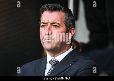 Parigi, Francia, Francia. 25 febbraio 2024. Karl OLIVE durante la partita di Ligue 1 tra il Paris Saint-Germain (PSG) e lo Stade Rennais (Rennes) al Parc des Princes Stadium il 25 febbraio 2024 a Parigi, Francia. (Credit Image: © Matthieu Mirville/ZUMA Press Wire) SOLO PER USO EDITORIALE! Non per USO commerciale! Foto Stock