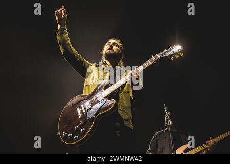 Copenaghen, Danimarca. 23 febbraio 2024. Il cantante, cantautore e musicista americano Noah Kahan esegue un concerto dal vivo al KB Hallen di Frederiksberg, Copenaghen. (Foto: Gonzales Photo - Peter Troest). Foto Stock