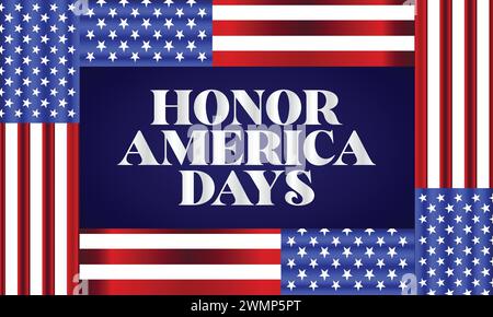 Honor America Days elegante testo con sfondo bandiera usa Illustrazione Vettoriale