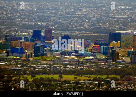 Vista di Adelaide Australia dal Monte Lofty, capitale dell'Australia meridionale Foto Stock