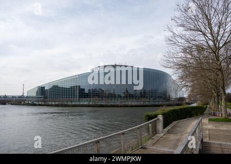 , Politik, Frankreich, Straßburg, Grand Est, 27.02.2024, EU-Parlamentsgebäude a Straßburg. Foto Stock