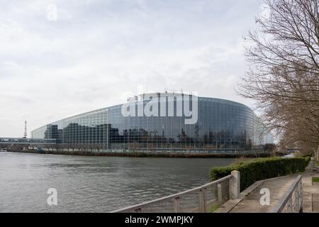 , Politik, Frankreich, Straßburg, Grand Est, 27.02.2024, EU-Parlamentsgebäude a Straßburg. Foto Stock