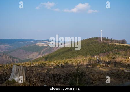 Vista panoramica nell'area tedesca chiamata Rothaargebirge Foto Stock