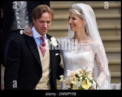 Windsor, Regno Unito. 18 maggio 2019. Immagine © concessa in licenza a Parsons Media. 18/05/2019. Windsor, Regno Unito. Lady Gabriella Windsor Wedding. Castello di Windsor. La regina Elisabetta II, accompagnata da altri membri della famiglia reale, assiste al matrimonio di Lady Gabriella Windsor e Mr Thomas Kingston nella St George's Chapel, Castello di Windsor. Foto di Credit: andrew parsons/Alamy Live News Foto Stock