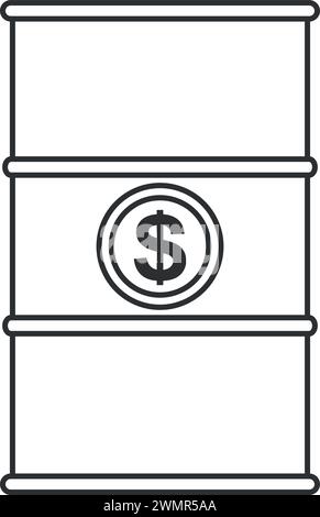 Barilotto in metallo con simbolo Dollaro. Illustrazione Vettoriale