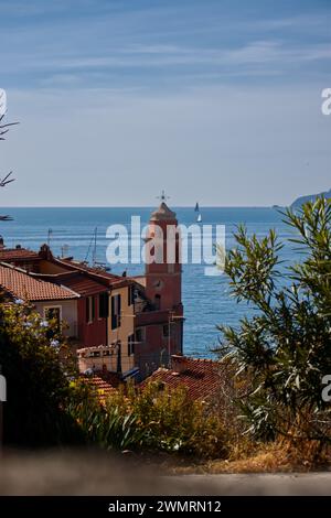 Piccolo e antico borgo di Tellaro, località turistica del Golfo della Spezia, Liguria, Italia. Foto Stock