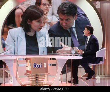 Roma, Italia. 27 febbraio 2024. Roma, Rai ex Teulada Studios, trasmissione televisiva "cinque minuti". Nella foto: Giuseppe Conte credito: Agenzia fotografica indipendente/Alamy Live News Foto Stock